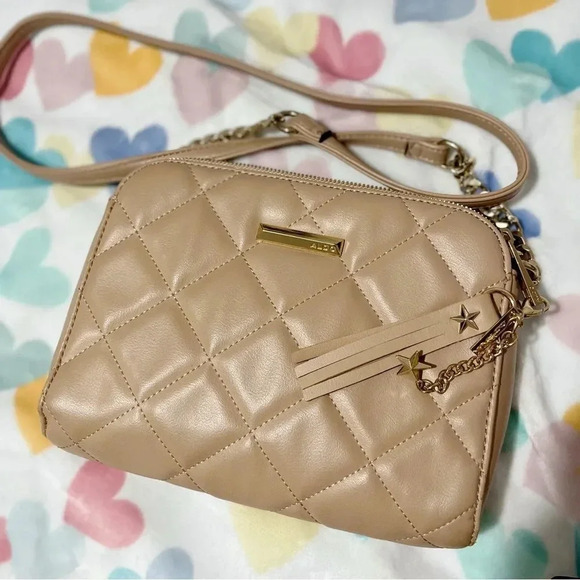 Aldo Crossbody bag gold chain, Beige Color - Picture 2 of 13